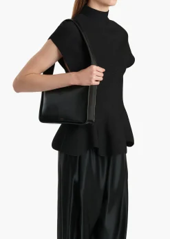 Lori Squared Bag in Black Crackle Patent Leather