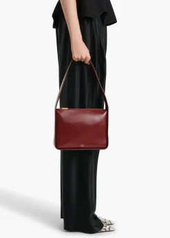 Lori Squared Bag in Oxblood Crackle Patent Leather