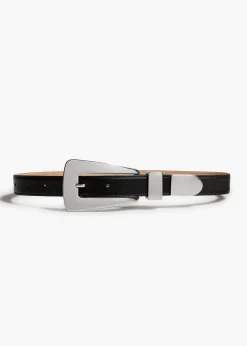 Lucca Belt in Black Leather with Silver