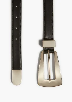 Lucca Belt in Black Leather with Silver