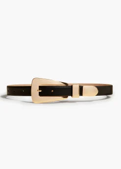 Lucca Belt in Black Leather with Gold