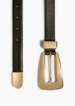 Lucca Belt in Black Leather with Gold
