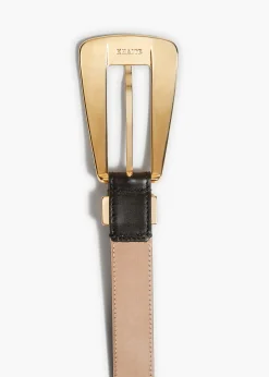 Lucca Belt in Black Leather with Gold