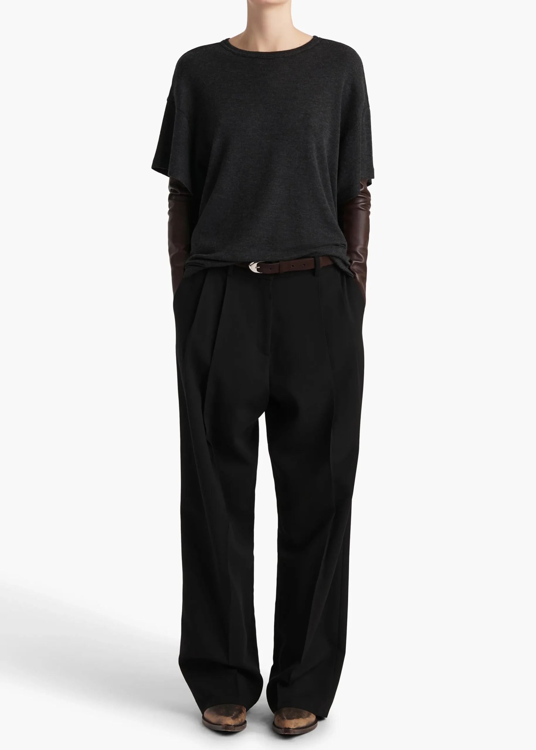Maeve T-Shirt in Charcoal Silk Cashmere Jersey