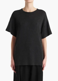 Maeve T-Shirt in Charcoal Silk Cashmere Jersey