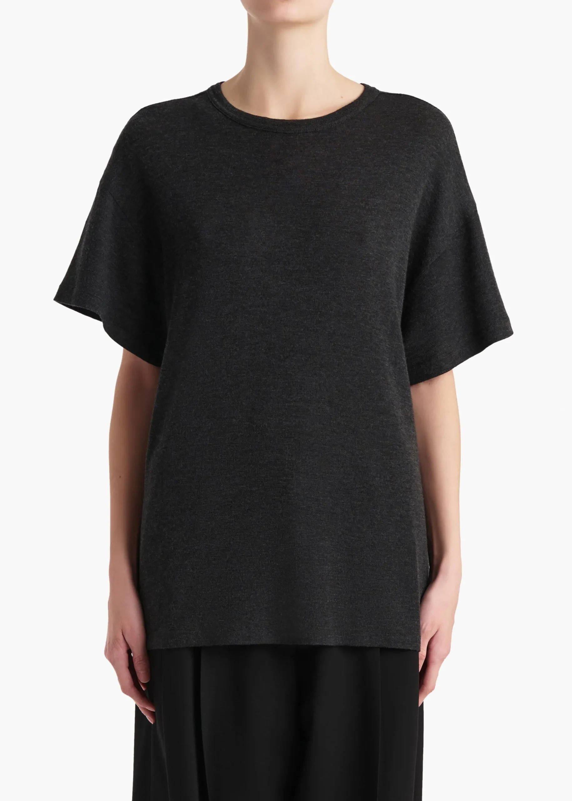 Maeve T-Shirt in Charcoal Silk Cashmere Jersey