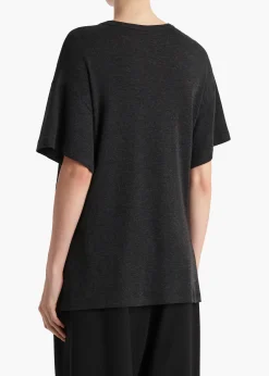 Maeve T-Shirt in Charcoal Silk Cashmere Jersey