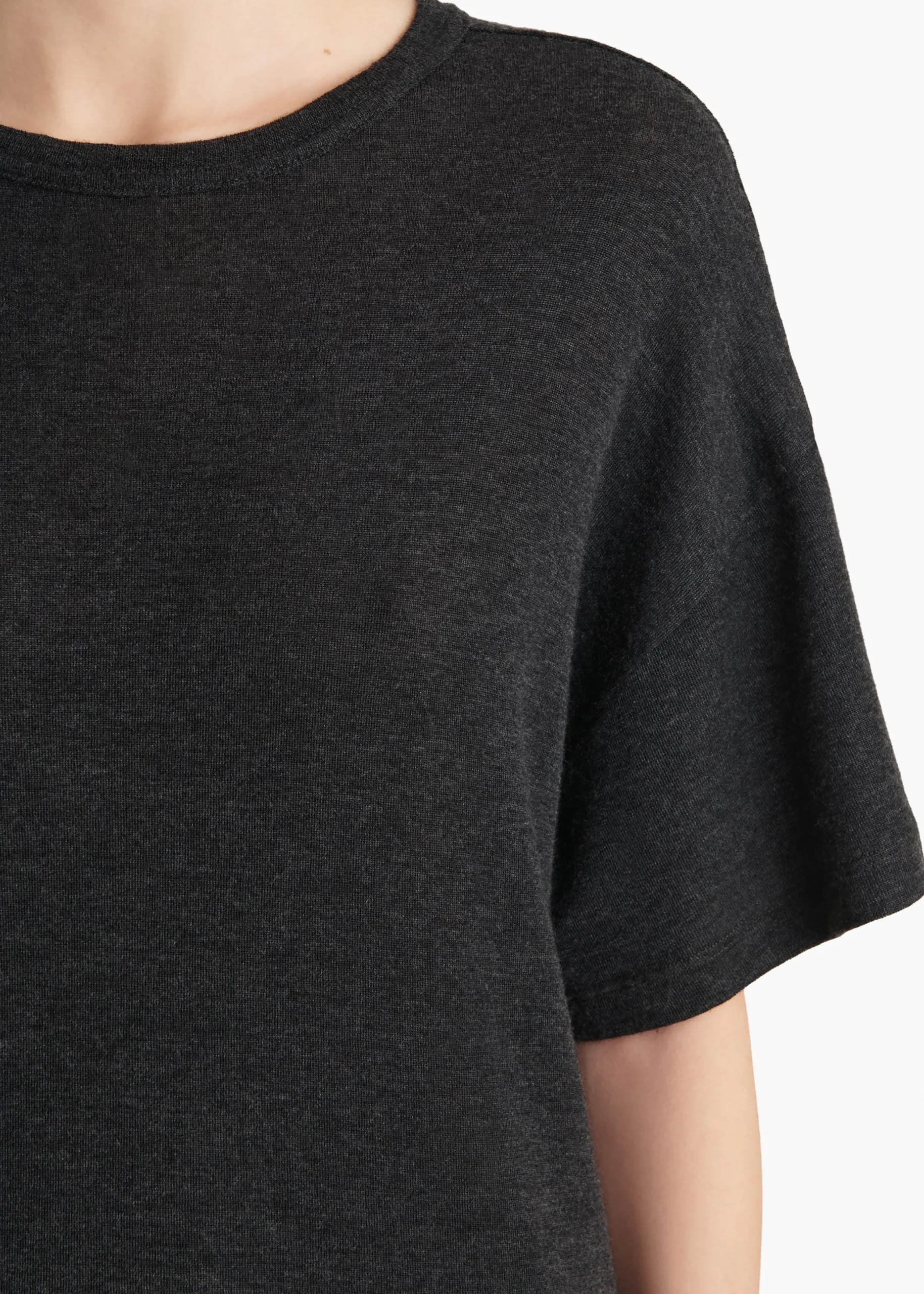 Maeve T-Shirt in Charcoal Silk Cashmere Jersey