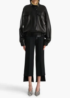 Malone Jacket in Black Leather with Shearling Collar