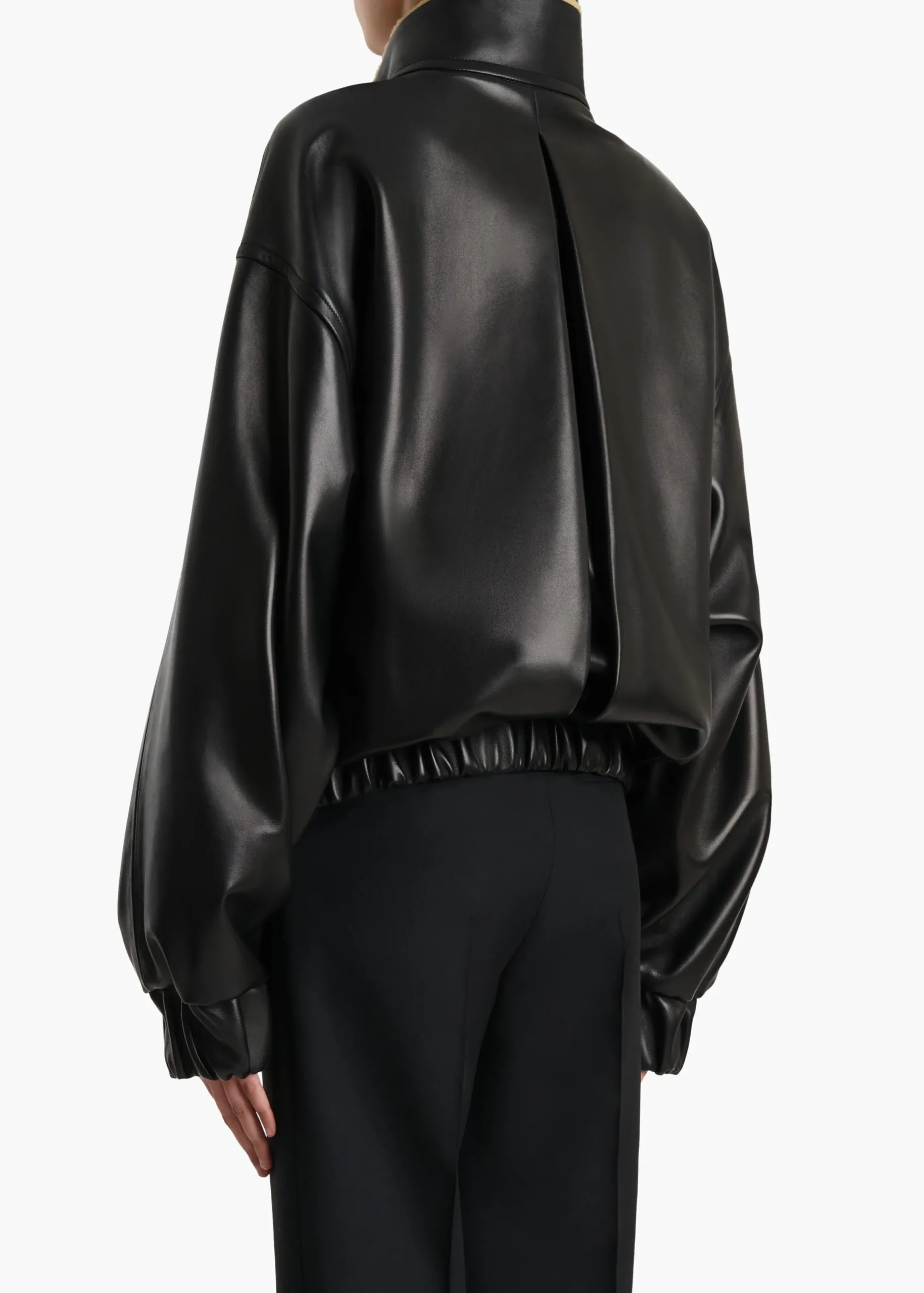 Malone Jacket in Black Leather with Shearling Collar