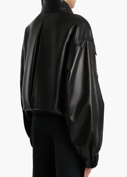 Malone Jacket in Black Leather with Shearling Collar