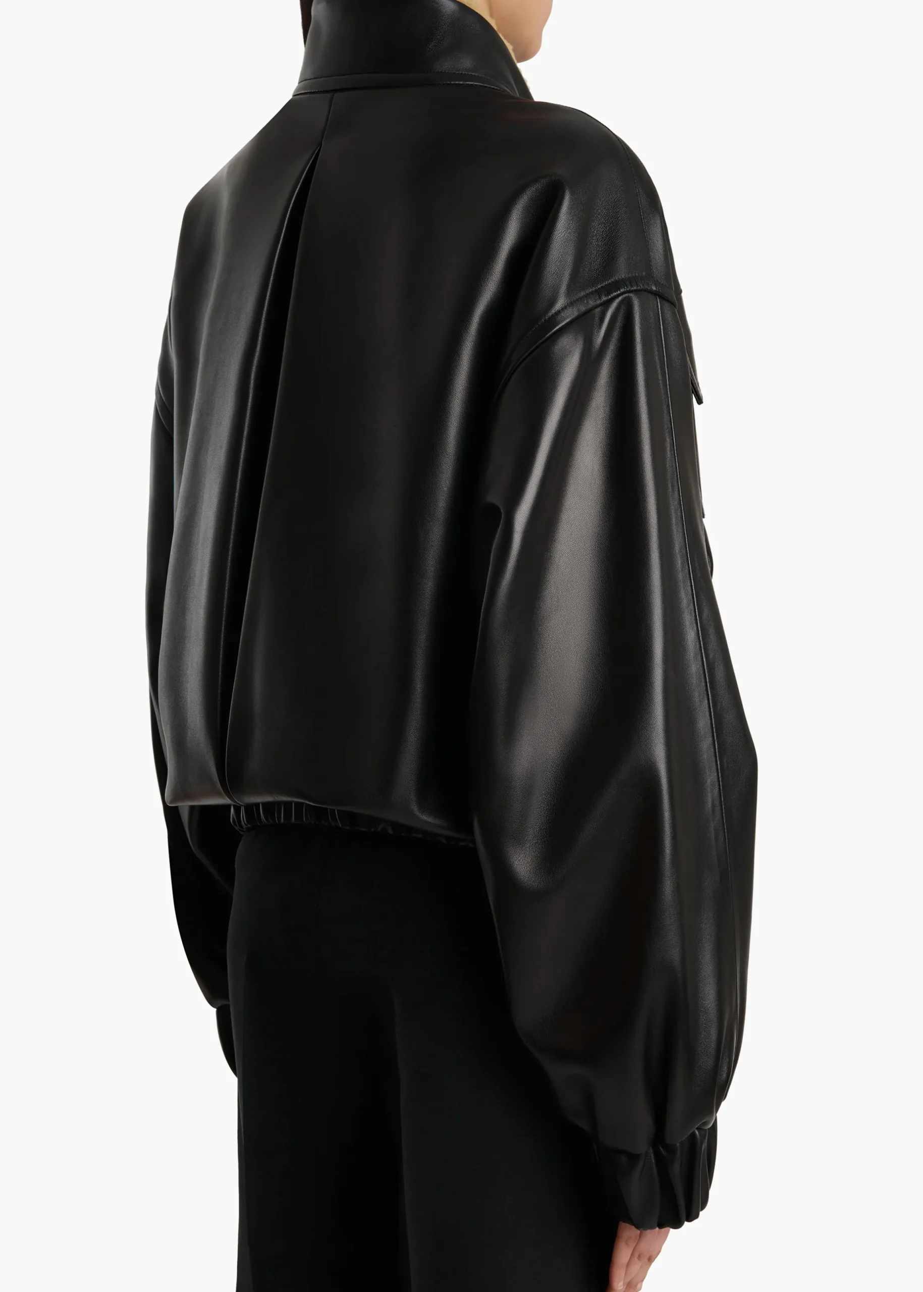 Malone Jacket in Black Leather with Shearling Collar