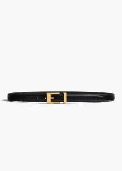 Manhattan Belt in Black Leather with Gold