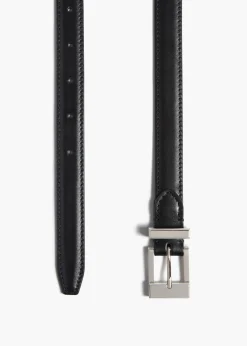 Manhattan Belt in Black Leather with Silver