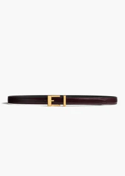 Manhattan Belt in Bordeaux Leather with Gold