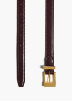 Manhattan Belt in Bordeaux Leather with Gold