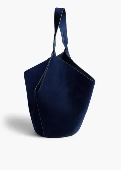 Medium Lotus Tote in Midnight Suede
