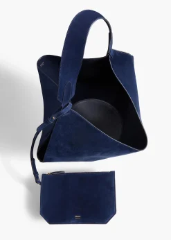 Medium Lotus Tote in Midnight Suede