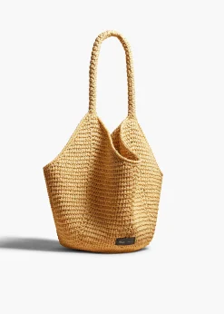 Medium Lotus Tote in Natural Raffia
