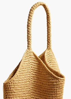 Medium Lotus Tote in Natural Raffia