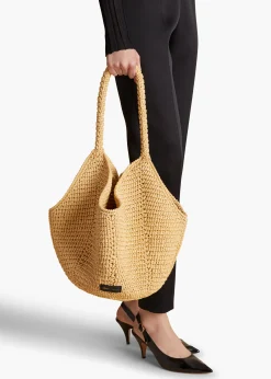 Medium Lotus Tote in Natural Raffia
