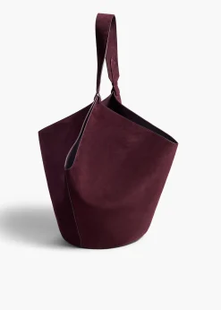 Medium Lotus Tote in Rouge Noir Suede