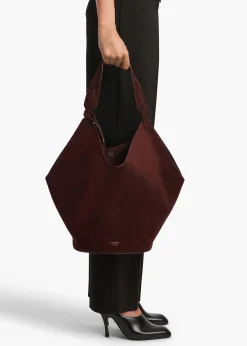 Medium Lotus Tote in Rouge Noir Suede