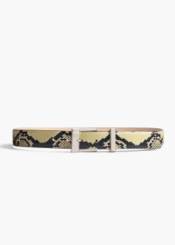 Medium Manhattan Belt in Natural Python-Embossed Leather with Silver
