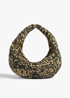 Medium Olivia Hobo in Black and White Raffia