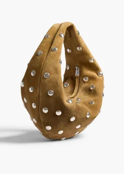 Medium Olivia Hobo in Mud Suede with Silver Studs