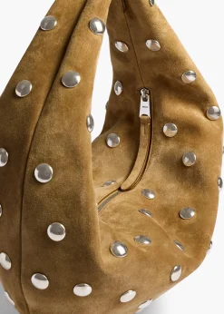 Medium Olivia Hobo in Mud Suede with Silver Studs
