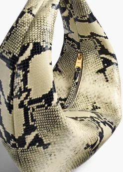Medium Olivia Hobo in Natural Python-Embossed Leather