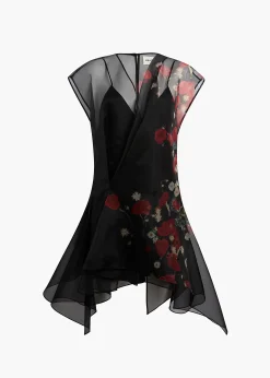 Merith Dress in Black and Red