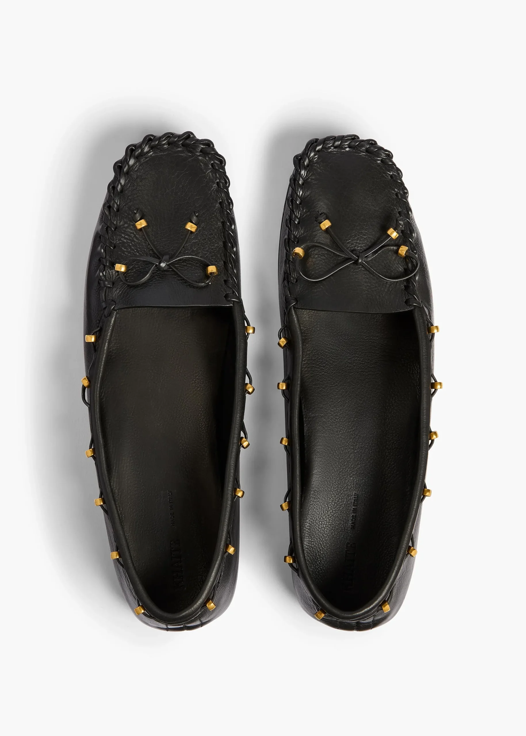 Milly Flat in Black Pebbled Leather