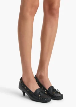 Milly Pump in Black Pebbled Leather