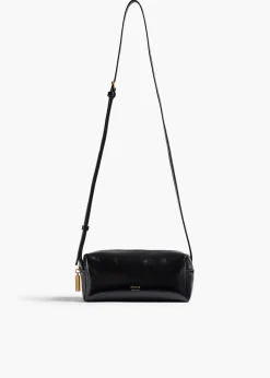 Mini Kye Crossbody Bag in Black Crackle Patent Leather