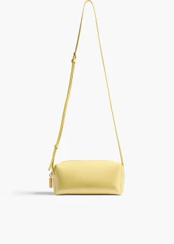 Mini Kye Crossbody Bag in Pale Yellow Crackle Patent Leather