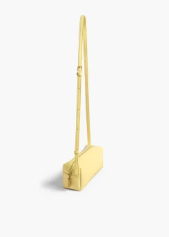 Mini Kye Crossbody Bag in Pale Yellow Crackle Patent Leather