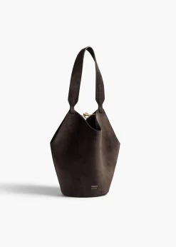 Mini Lotus Tote in Dark Brown Suede