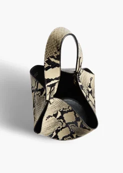 Mini Lotus Tote in Natural Python-Embossed Leather