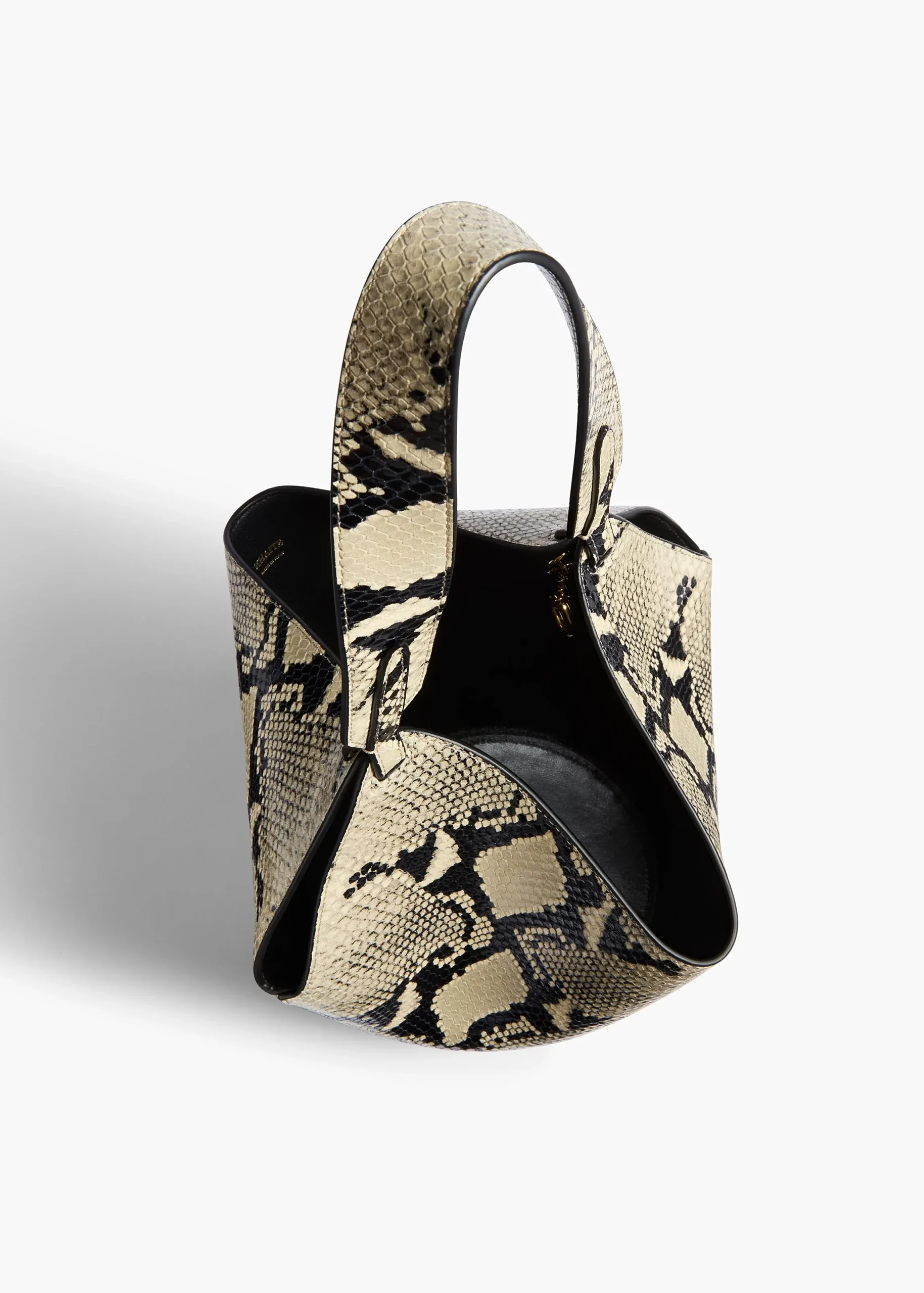 Mini Lotus Tote in Natural Python-Embossed Leather