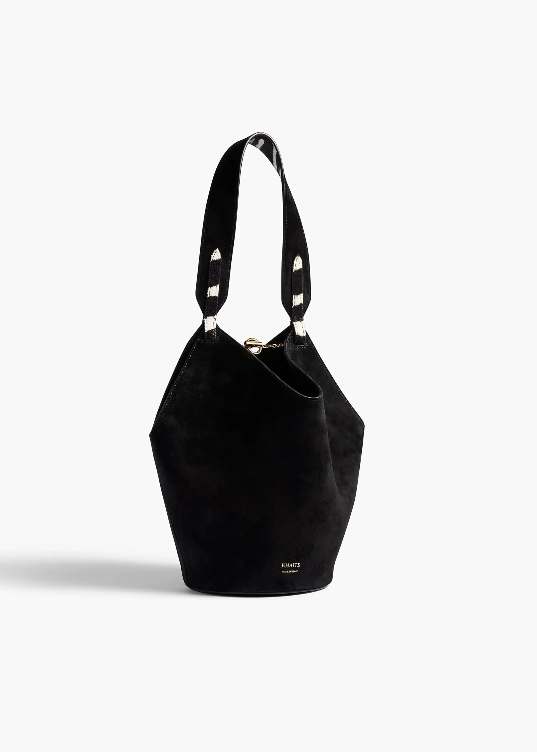 Mini Lotus Tote in Zebra Print Haircalf and Black Suede