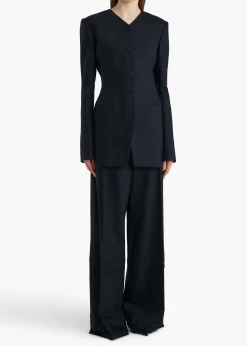 Naran Jacket in Navy and White Stripe