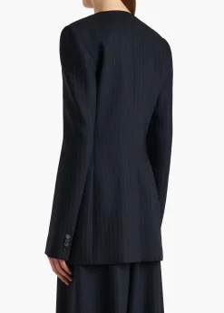 Naran Jacket in Navy and White Stripe