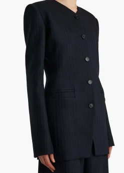 Naran Jacket in Navy and White Stripe
