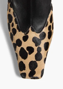 Nevada Stretch High Boot in Black Leather with Hyena Print Haircalf