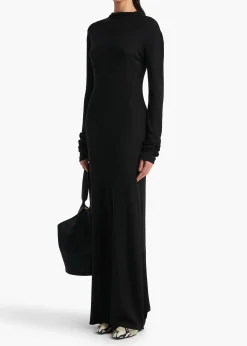 Norla Dress in Black Silk Cashmere Jersey