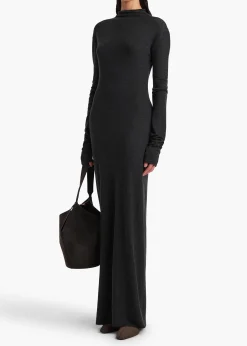 Norla Dress in Charcoal Silk Cashmere Jersey