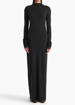Norla Dress in Charcoal Silk Cashmere Jersey