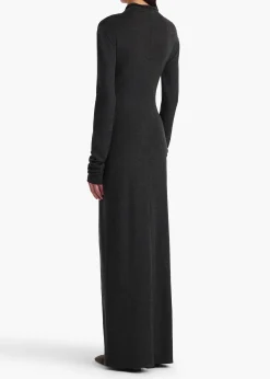 Norla Dress in Charcoal Silk Cashmere Jersey